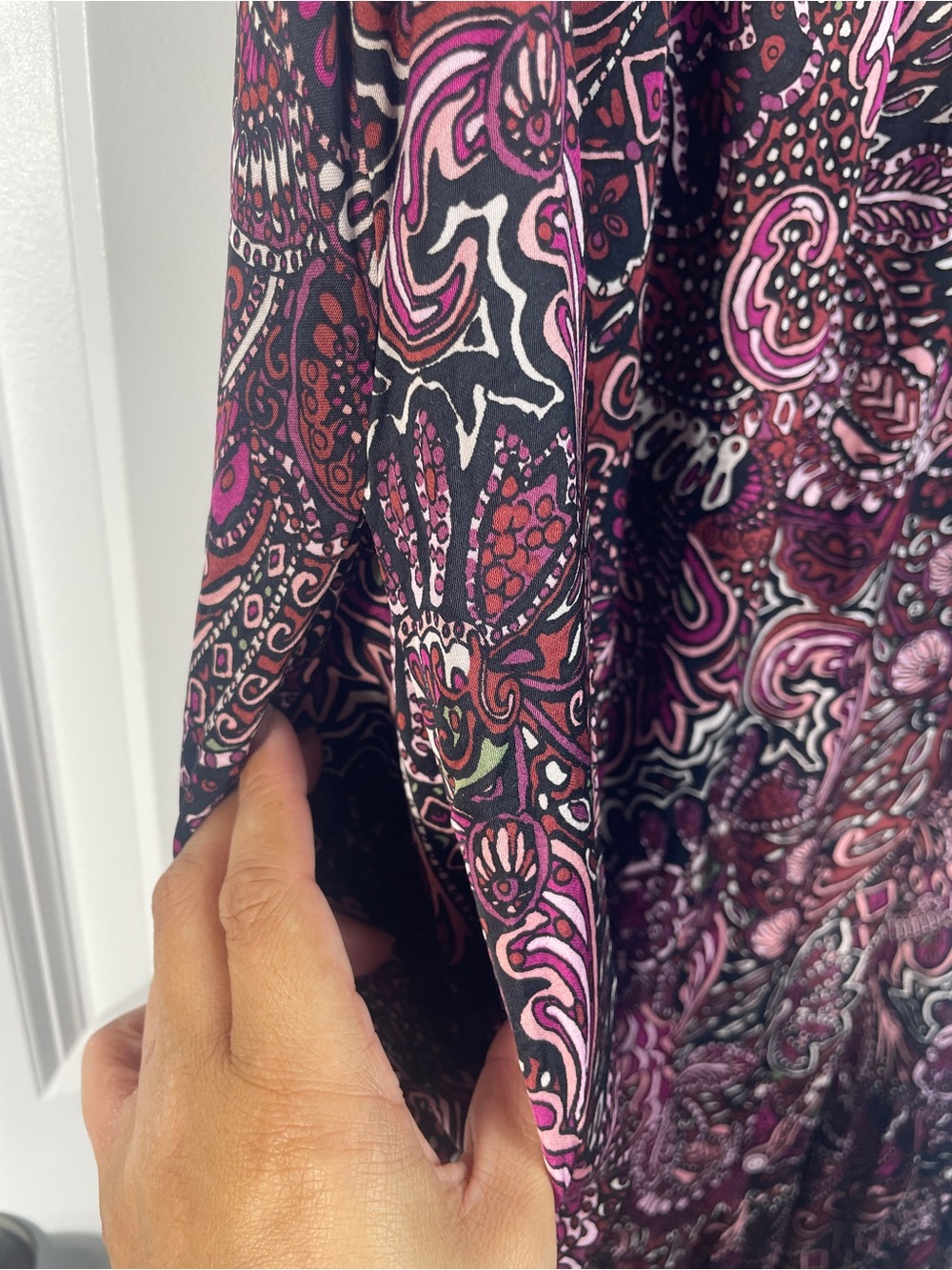 Maeve Anthropologie Maroon Paisley Maxi Dress XS Boho short Sleeve muumuu tiered - Picture 4 of 13